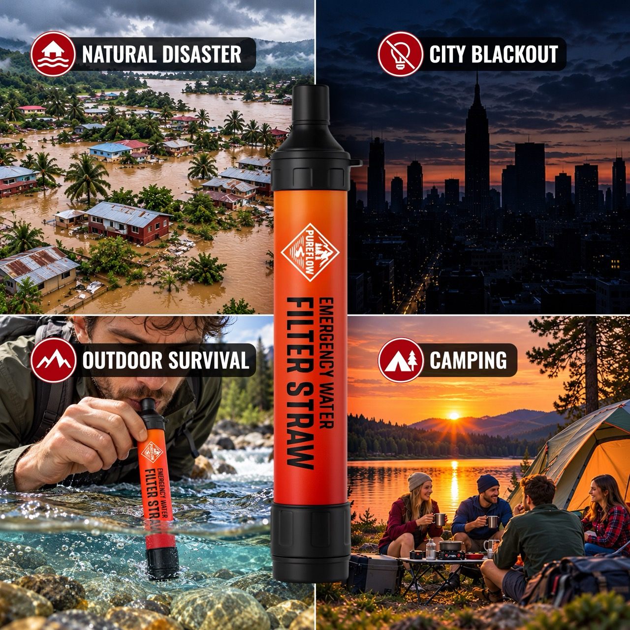 PureFlow Emergency Water Filter Straw